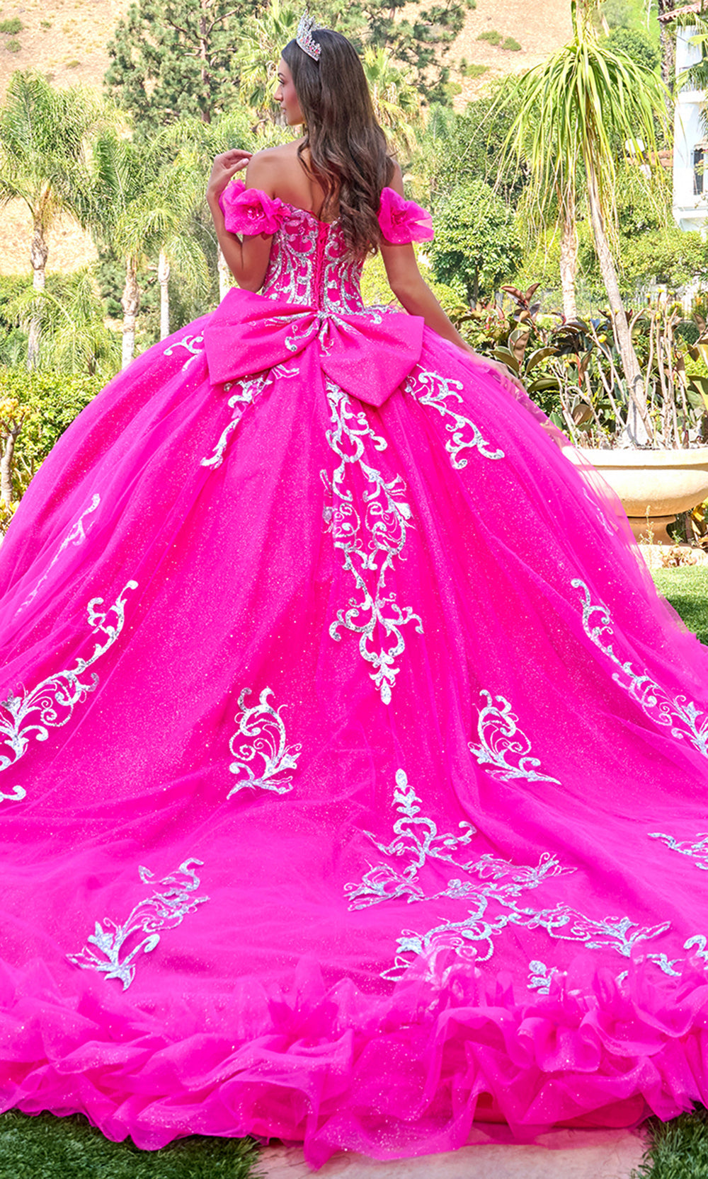 Elizabeth K GL3709 - Tiered Ruffle Hem Embellished Ballgown Quinceanera Dresses in Pink