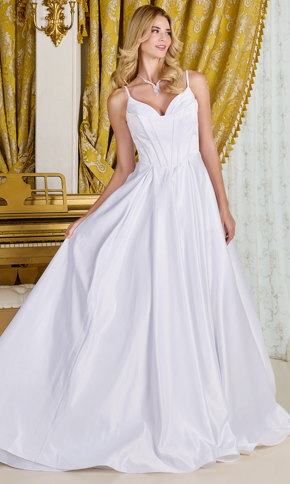 GLS by Gloria Bridal GL3716 - Pleated A-Line Sleeveless Gown Wedding Dresses in White