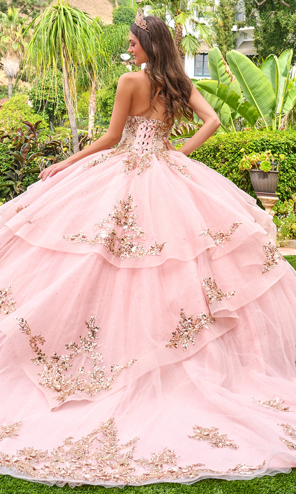 Elizabeth K GL3724 - Sweetheart Neckline Embellished Tulle Gown Quinceanera Dresses in Pink