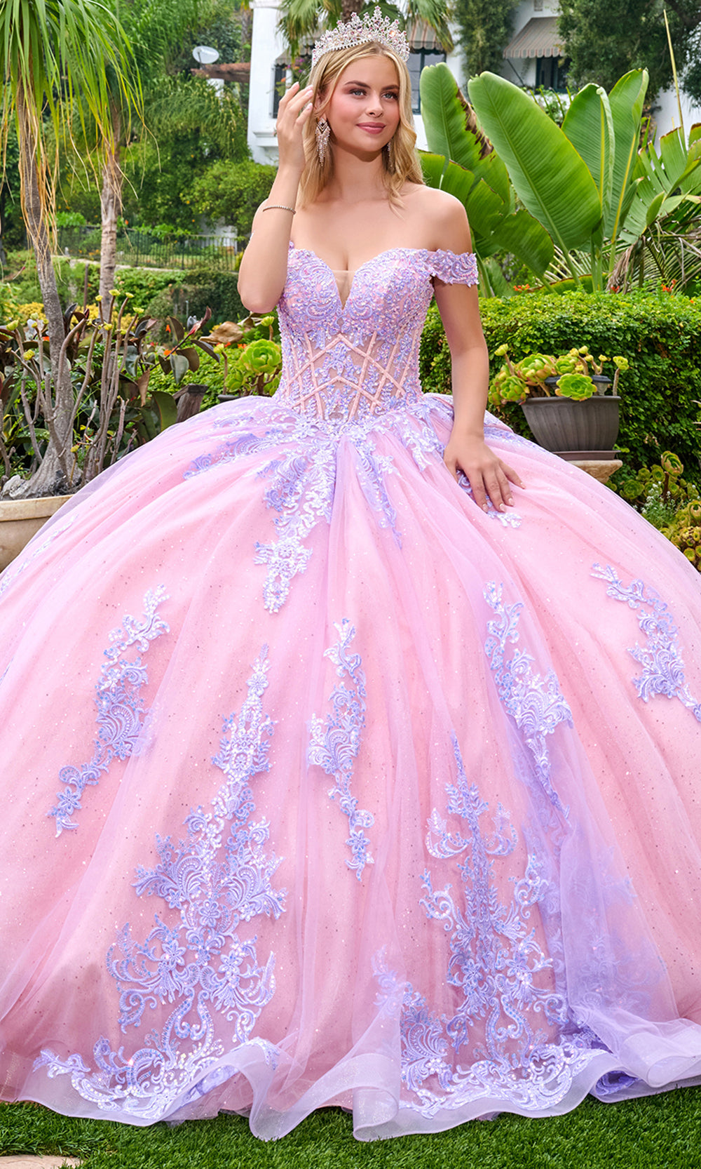 Elizabeth K GL3753 - Off Shoulder Detachable Bow Ballgown Quinceanera Dresses in Purple