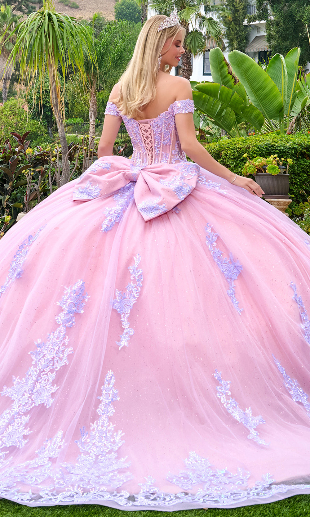 Elizabeth K GL3753 - Off Shoulder Detachable Bow Ballgown Quinceanera Dresses in Purple