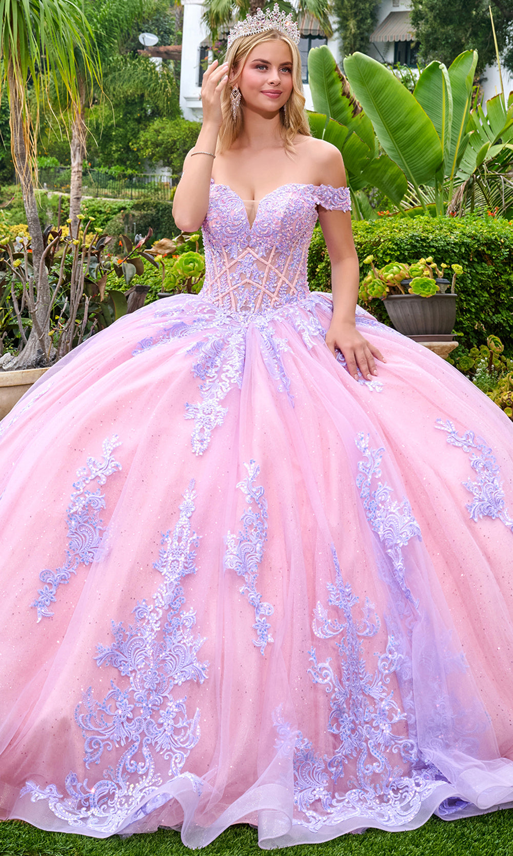 Elizabeth K GL3753 - Off Shoulder Detachable Bow Ballgown Quinceanera Dresses in Purple