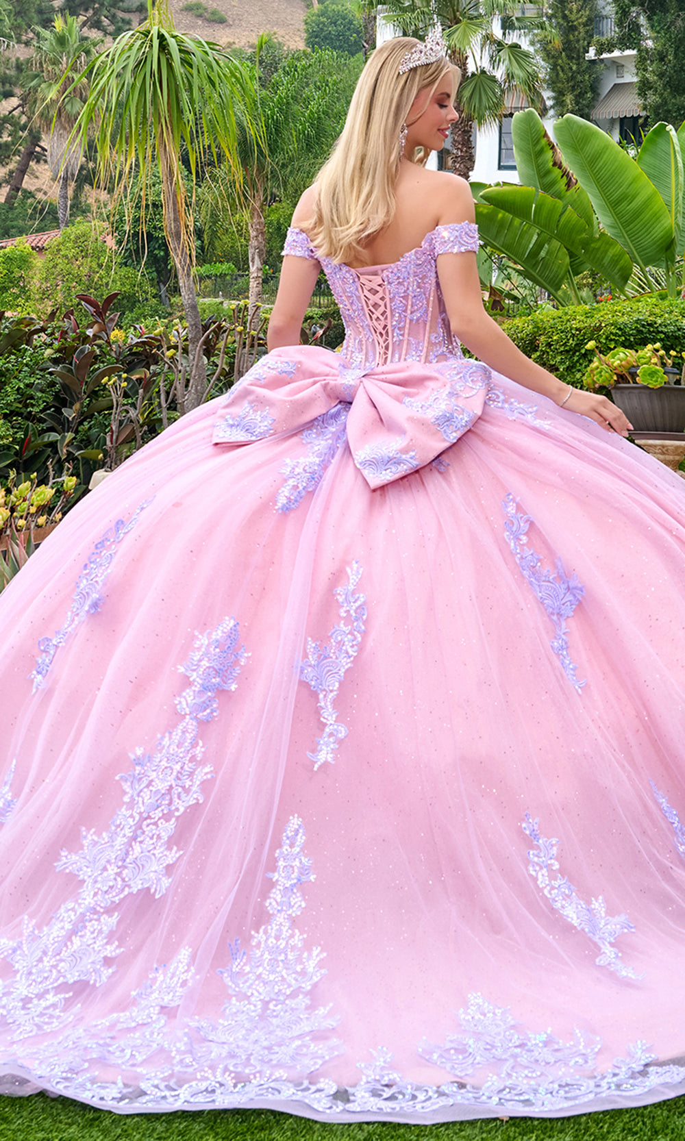 Elizabeth K GL3753 - Off Shoulder Detachable Bow Ballgown Quinceanera Dresses in Purple