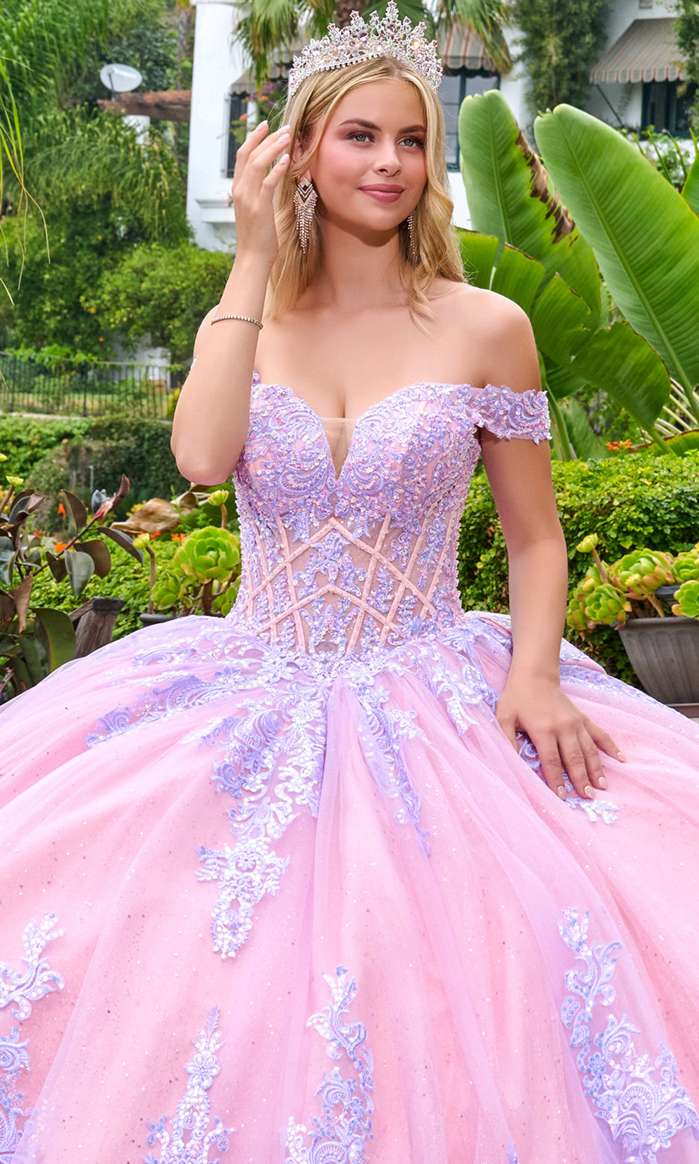 Elizabeth K GL3753 - Off Shoulder Detachable Bow Ballgown Quinceanera Dresses in Purple