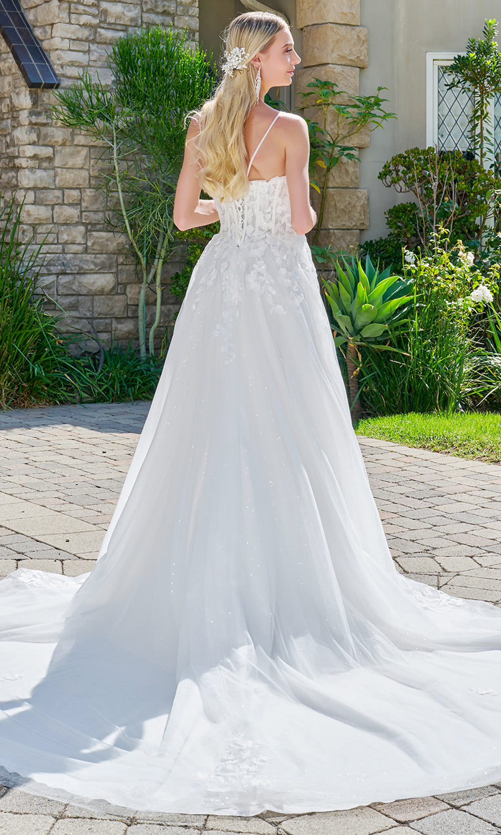 GLS by Gloria Bridal GL3755 - Scoop Neckline Lace A-Line Gown Wedding Dresses in White