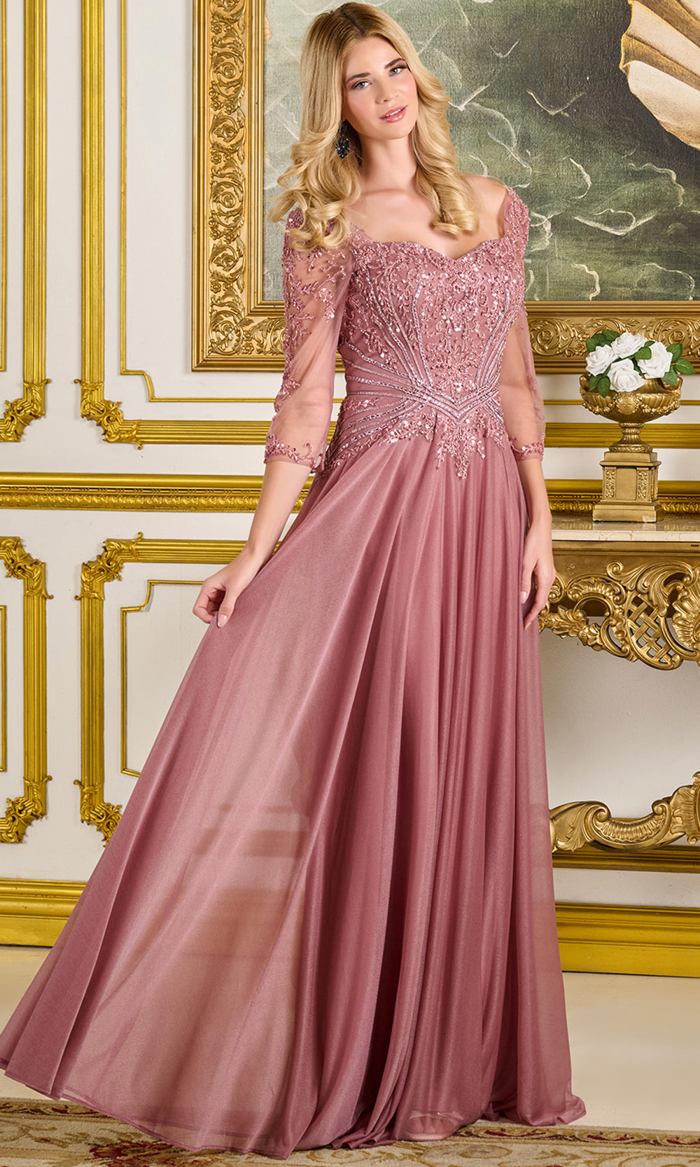 GLS by Gloria GL3787 - Sweetheart Neckline Jersey Formal Gown Mother of the Bride Dresses in Pink