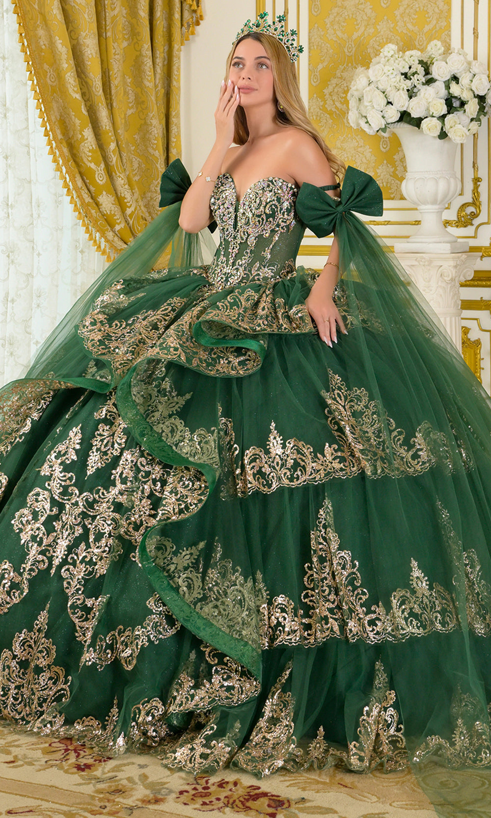 Elizabeth K GL3801 - Illusion Corset Tiered Ruffle Quinceanera Gown Quinceanera Dresses