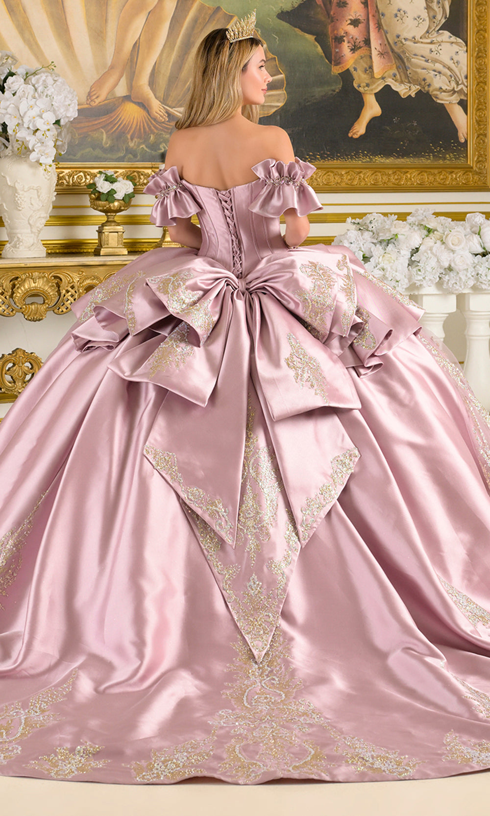 Elizabeth K GL3803 - Ruffled Sleeve Embellished Quinceanera Gown Quinceanera Dresses in Purple