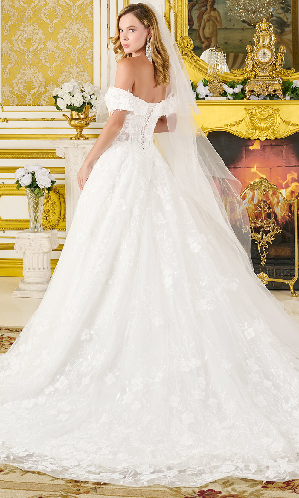 GLS by Gloria Bridal GL3821 - Sweetheart Neck Gown with Floral Applique Wedding Dresses