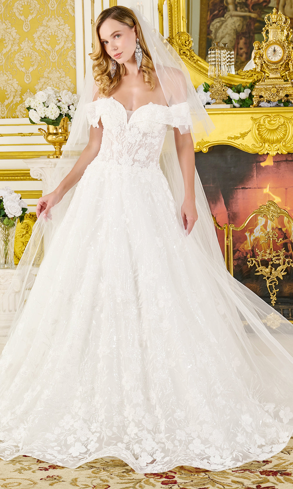 GLS by Gloria Bridal GL3821 - Sweetheart Neck Gown with Floral Applique Wedding Dresses in White