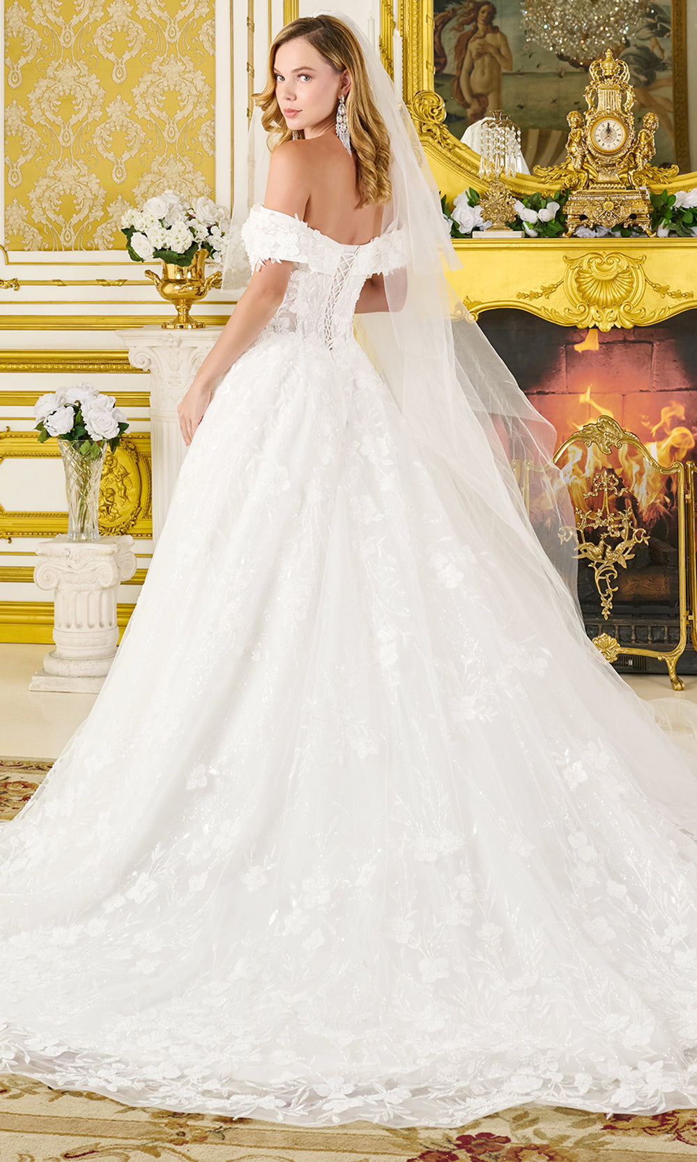GLS by Gloria Bridal GL3821 - Sweetheart Neck Gown with Floral Applique Wedding Dresses in White