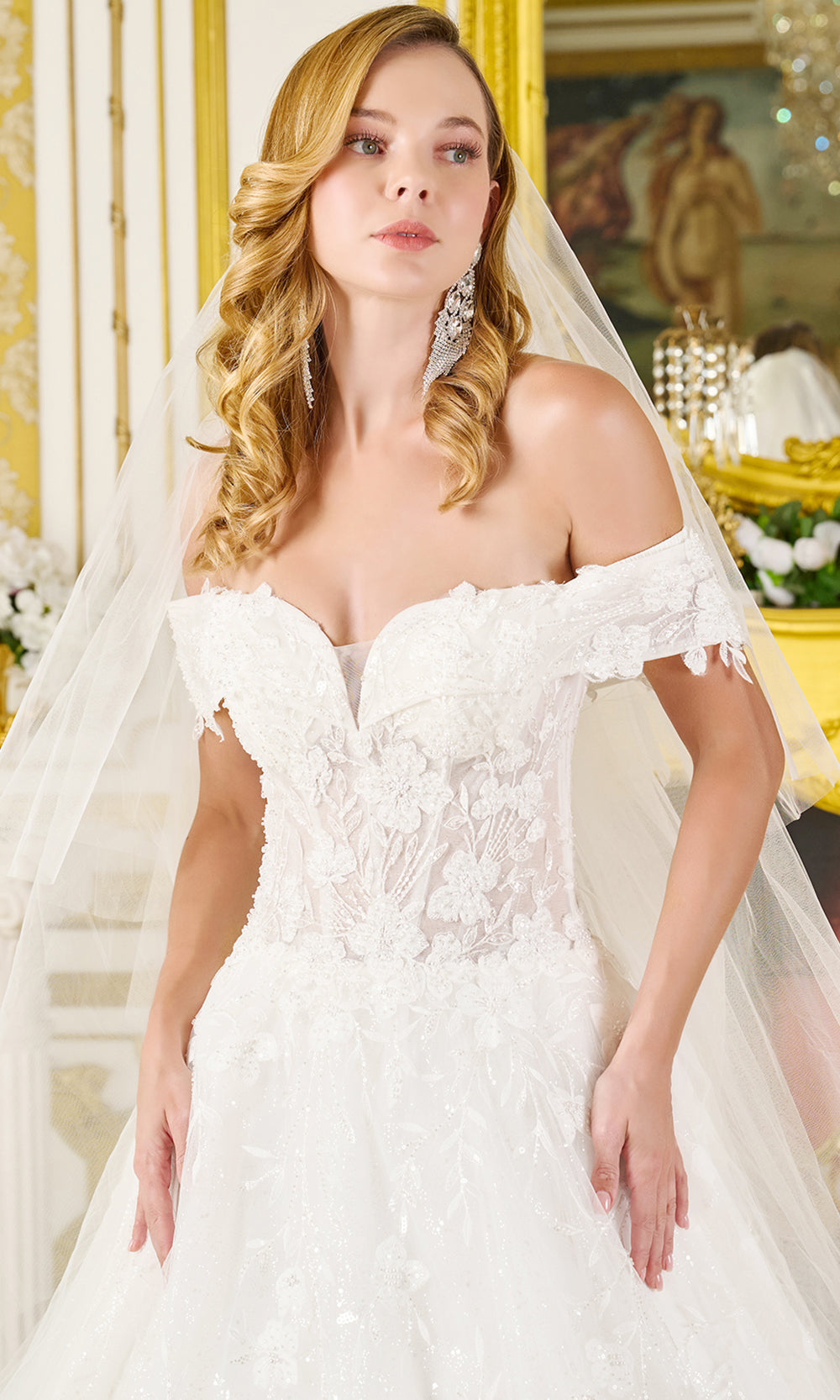GLS by Gloria Bridal GL3821 - Sweetheart Neck Gown with Floral Applique Wedding Dresses in White