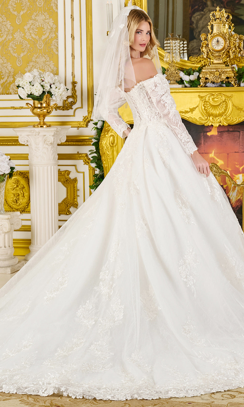 GLS by Gloria Bridal GL3824 - Sweetheart Corset Embroidered Ballgown Bridal Dresses in White