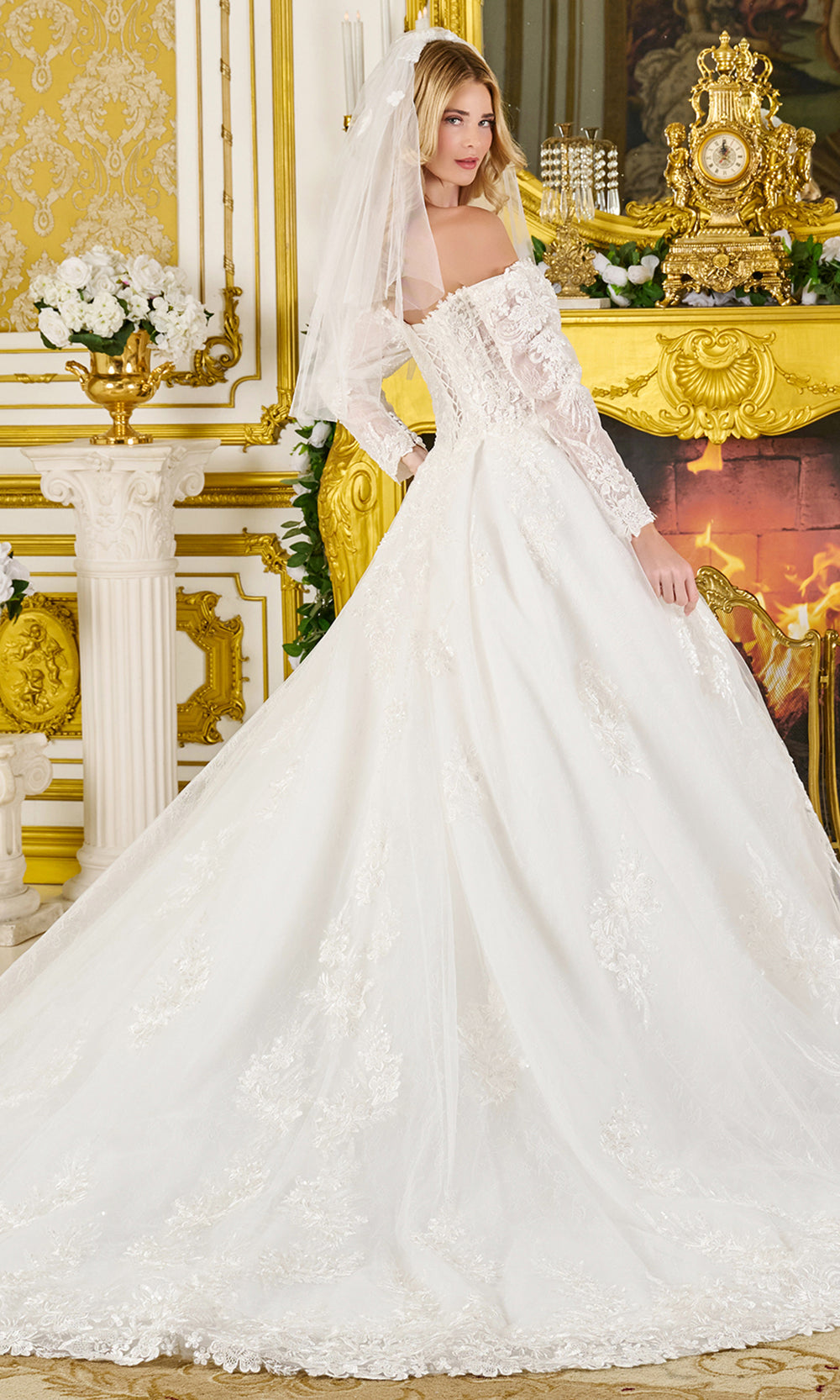 GLS by Gloria Bridal GL3824 - Sweetheart Corset Embroidered Ballgown Bridal Dresses in White