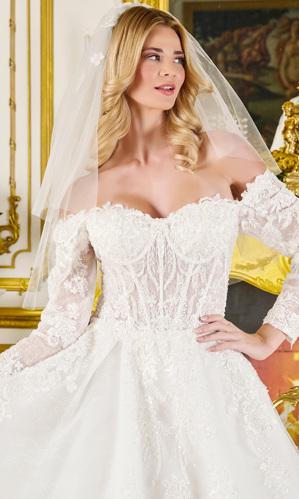 GLS by Gloria Bridal GL3824 - Sweetheart Corset Embroidered Ballgown Bridal Dresses in White