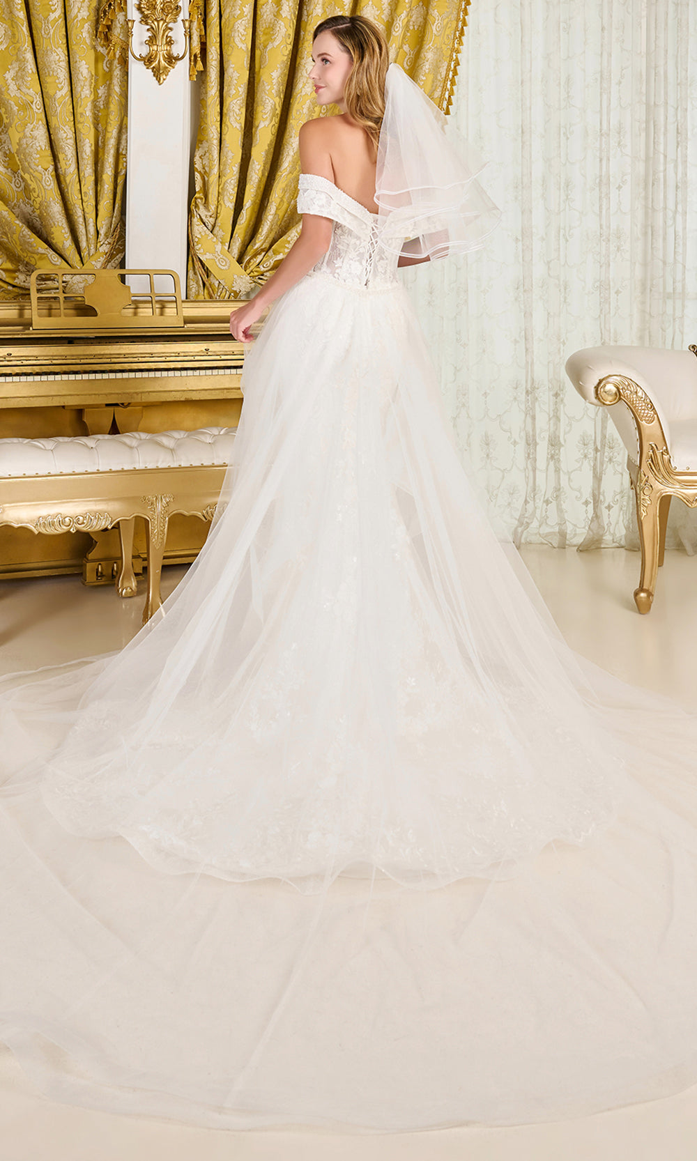 GLS by Gloria Bridal GL3827 - Embroidered High Slit Sweetheart Gown Bridal Dresses in White