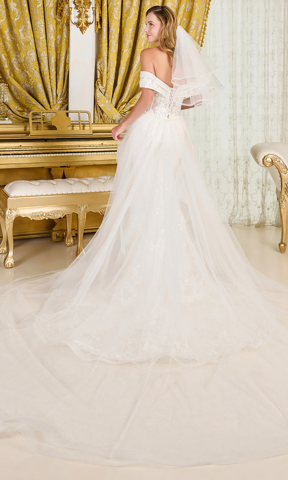GLS by Gloria Bridal GL3827 - Embroidered High Slit Sweetheart Gown Bridal Dresses in White
