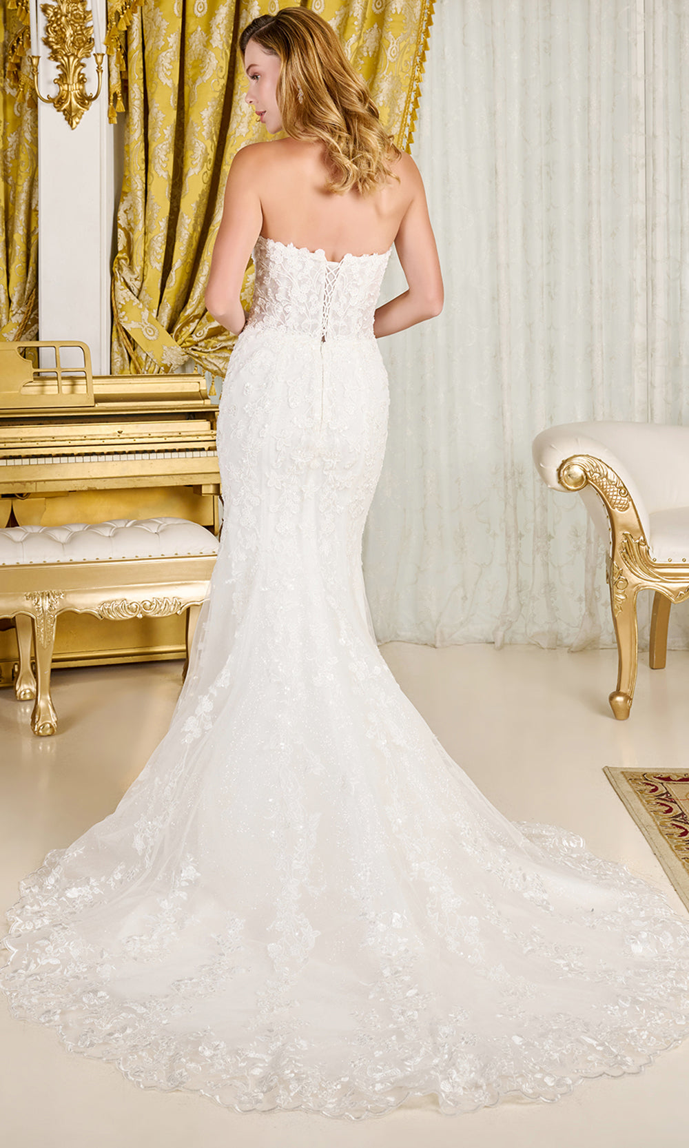 GLS by Gloria Bridal GL3830 - Detachable Mock-Neck Top Embroidered Gown Bridal Dresses in White