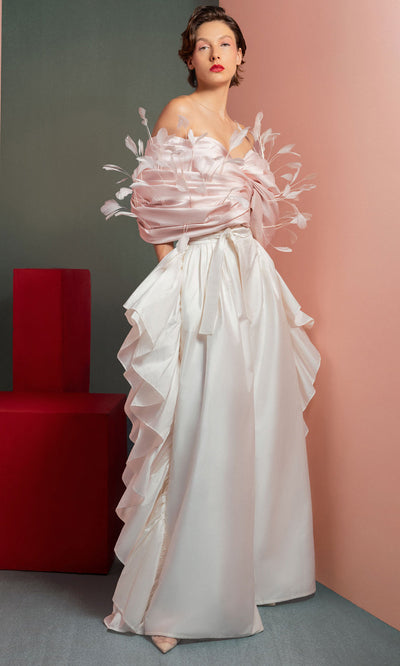 MNM Couture GOF2504 - Sweetheart Wide-Leg Pantsuit with Ruffles Formal Pantsuits