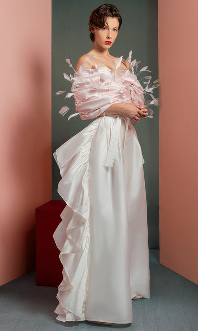 MNM Couture GOF2504 - Sweetheart Wide-Leg Pantsuit with Ruffles Formal Pantsuits