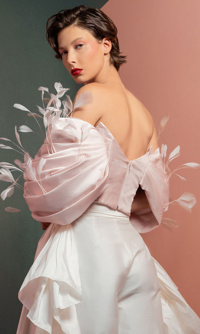 MNM Couture GOF2504 - Sweetheart Wide-Leg Pantsuit with Ruffles Formal Pantsuits