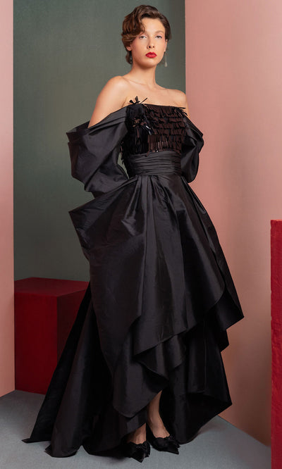 MNM Couture GOF2506 - Off Shoulder Sequin Taffeta Gown Formal Gowns