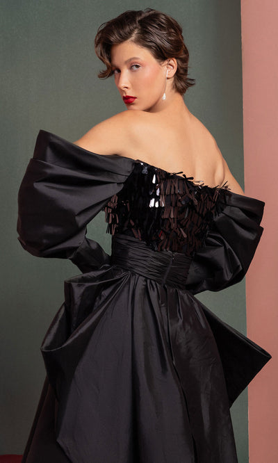 MNM Couture GOF2506 - Off Shoulder Sequin Taffeta Gown Formal Gowns
