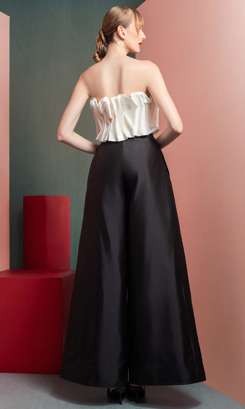 MNM COUTURE GOF2516 - Straight Neckline Two-Piece Pantsuit Prom Dresses in Black White