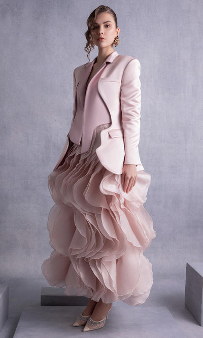 MNM Couture GOS2504 - Ruffled Skirt Long Sleeve Jacket Gown Formal Gowns