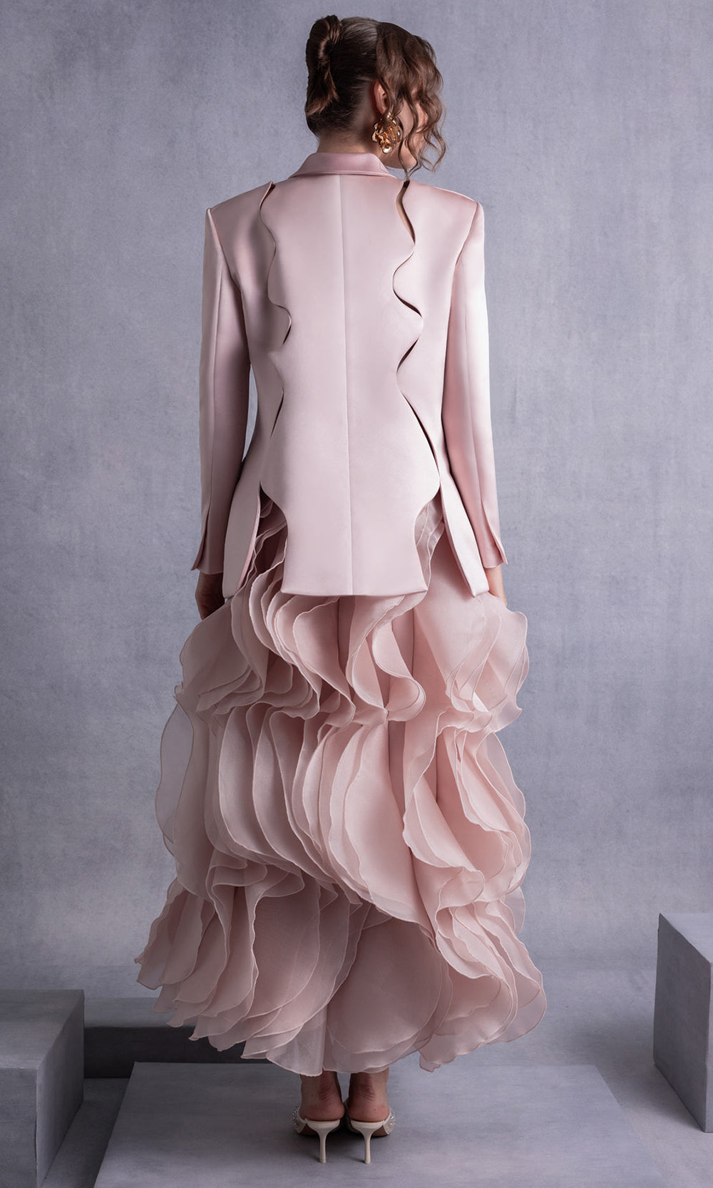 MNM Couture GOS2504 - Ruffled Skirt Long Sleeve Jacket Gown Formal Gowns