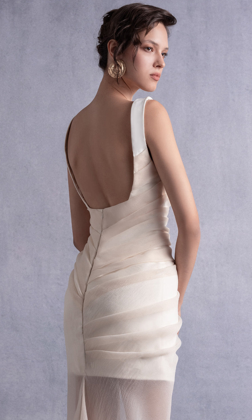 MNM COUTURE GOS2511 - Square Neck Ruched Illusion Dress Prom Dresses Nude