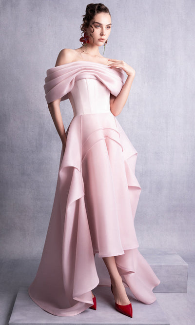 MNM Couture GOS2513 - Draped Corset High Low A-Line Gown Formal Gowns