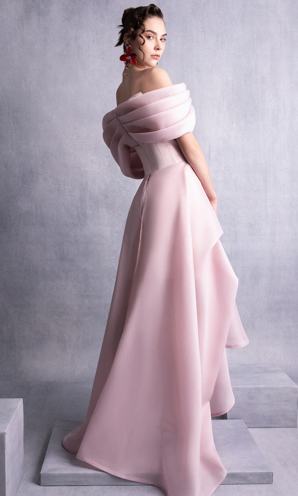 MNM Couture GOS2513 - Draped Corset High Low A-Line Gown Formal Gowns