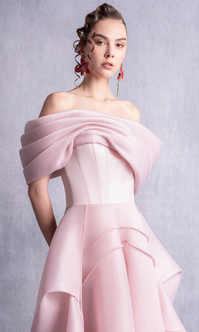 MNM Couture GOS2513 - Draped Corset High Low A-Line Gown Formal Gowns