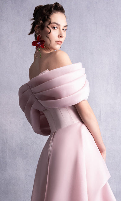 MNM Couture GOS2513 - Draped Corset High Low A-Line Gown Formal Gowns