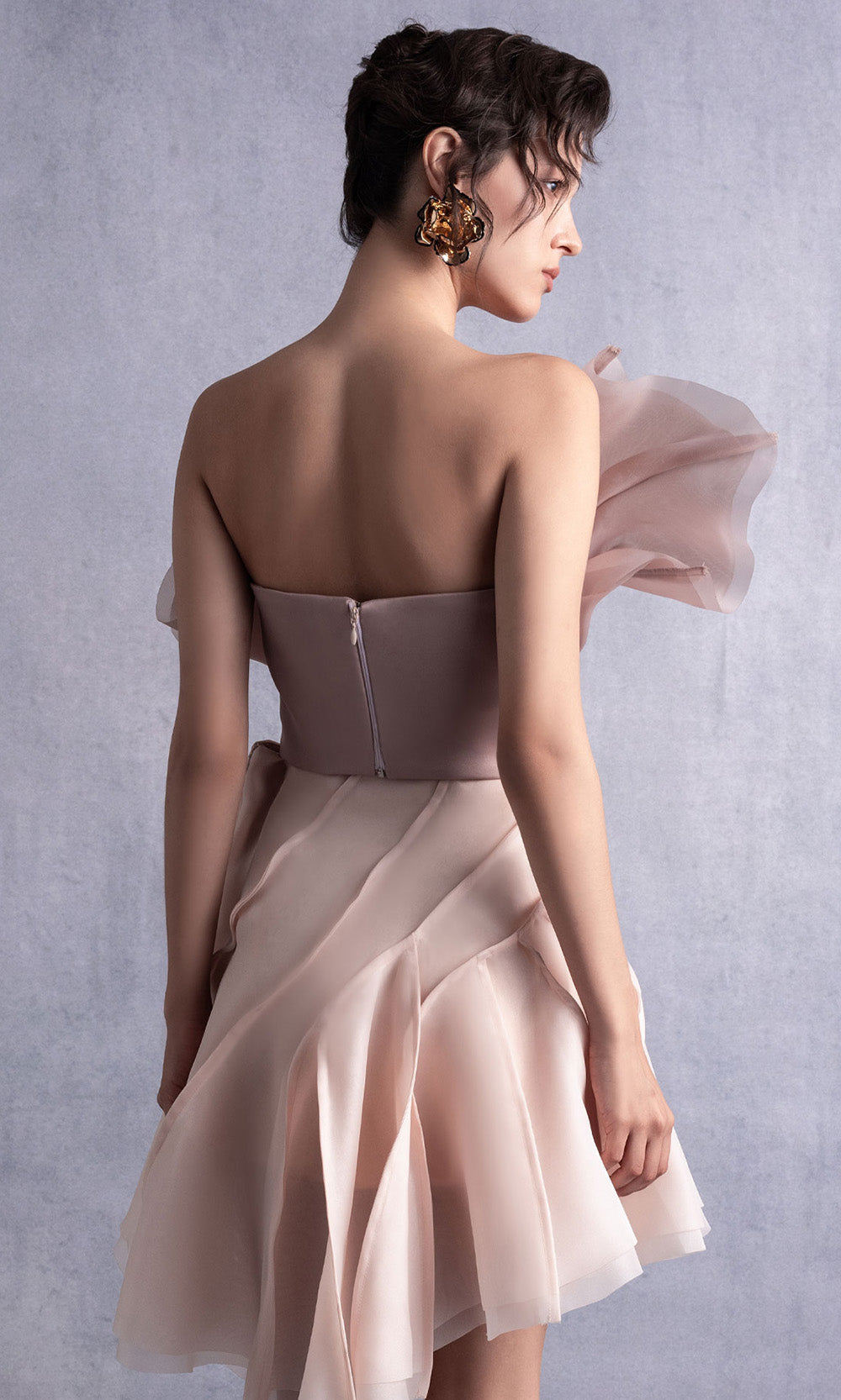 MNM COUTURE GOS2514 - Ruffle Top Layered A-Line Dress Prom Dresses in Nude