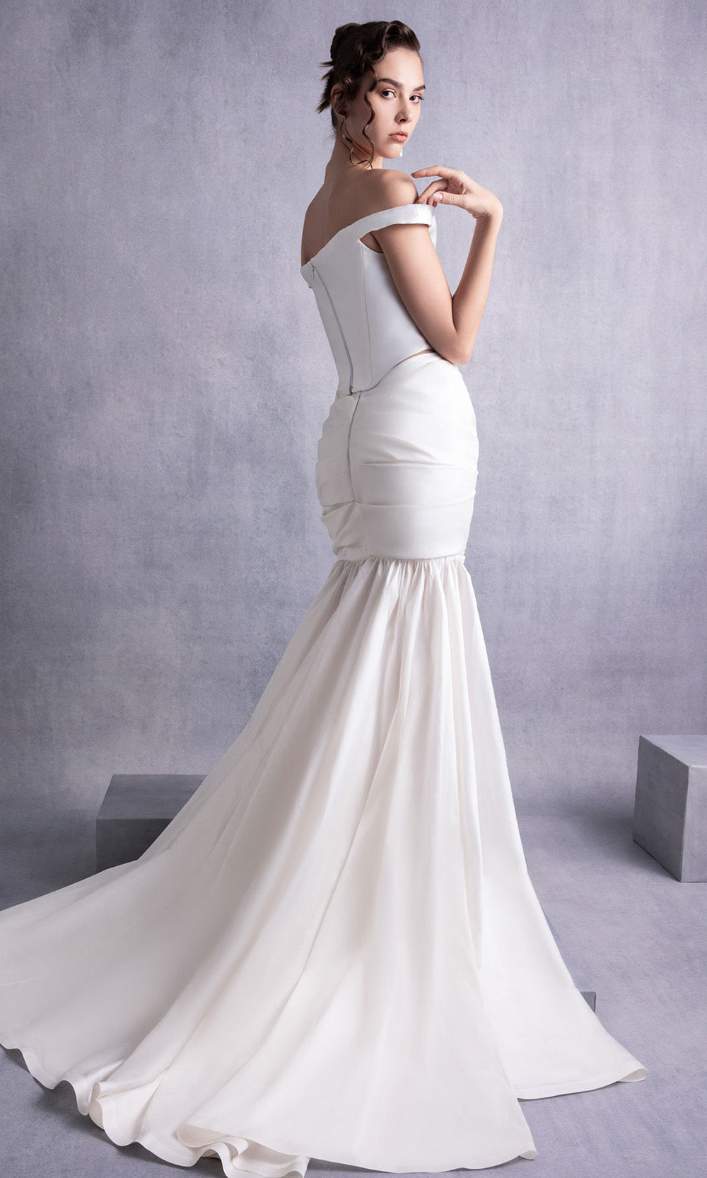 MNM COUTURE GOS2518 - Structured High-Low Couture Dress Prom Dresses in Off White