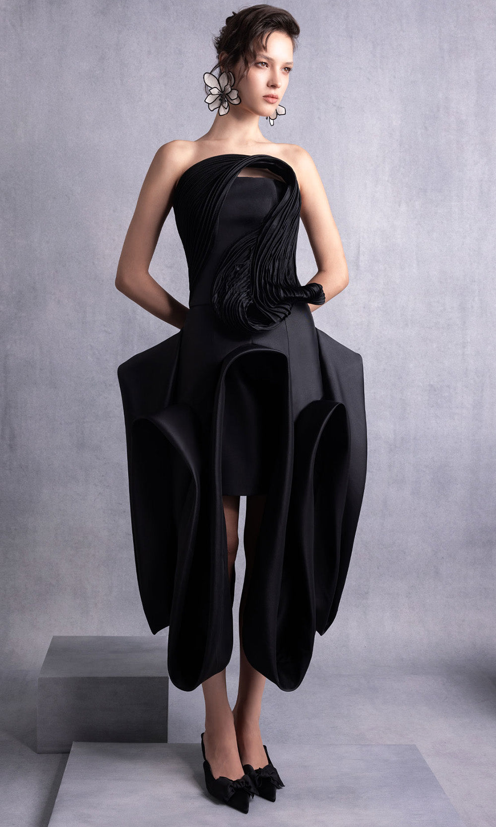 MNM COUTURE GOS2520 - High-Low Razmir Skirt Strapless Dress Prom Dresses in Black