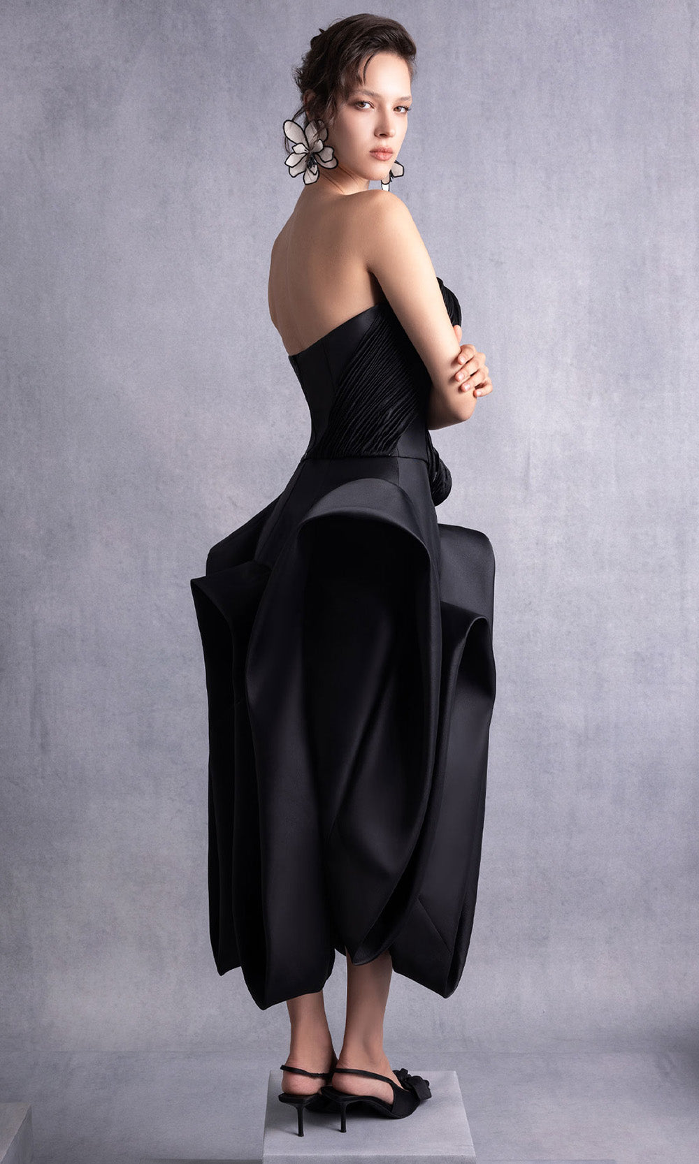 MNM COUTURE GOS2520 - High-Low Razmir Skirt Strapless Dress Prom Dresses in Black