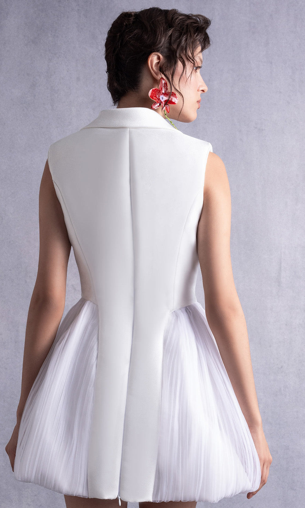 MNM COUTURE GOS2525 - Pleated Side A-Line Sleeveless Dress Prom Dresses in Off White