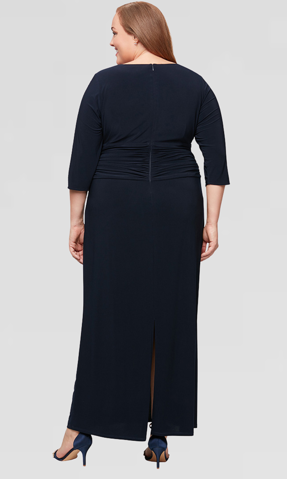 SL Fashions Embellished Sleeve Ruched Gown - Blk SL Fashions Embellished Sleeve Ruched Gown - Blk
