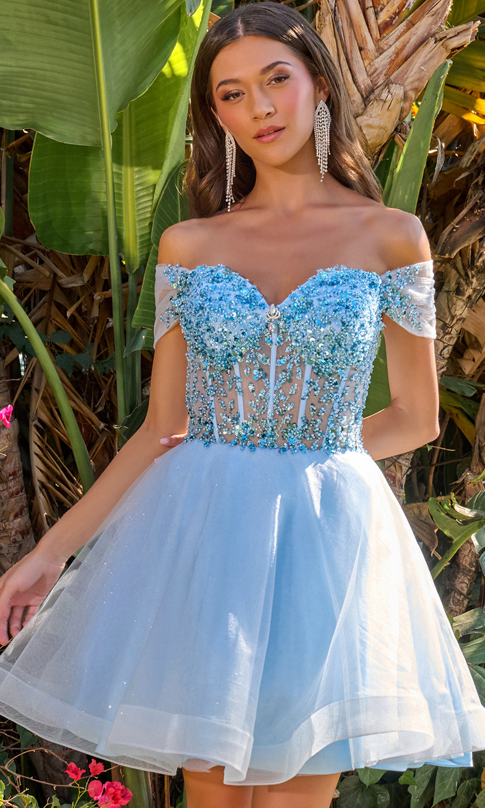 Elizabeth K GS3684 - Corset Lace-Up Back Cocktail Dress Homecoming Dresses in Blue