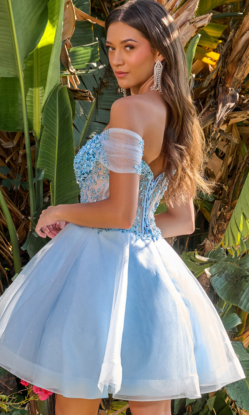Elizabeth K GS3684 - Corset Lace-Up Back Cocktail Dress Homecoming Dresses in Blue