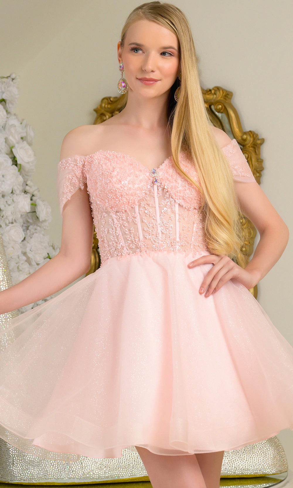 Elizabeth K GS3684 - Corset Lace-Up Back Cocktail Dress Homecoming Dresses in Pink
