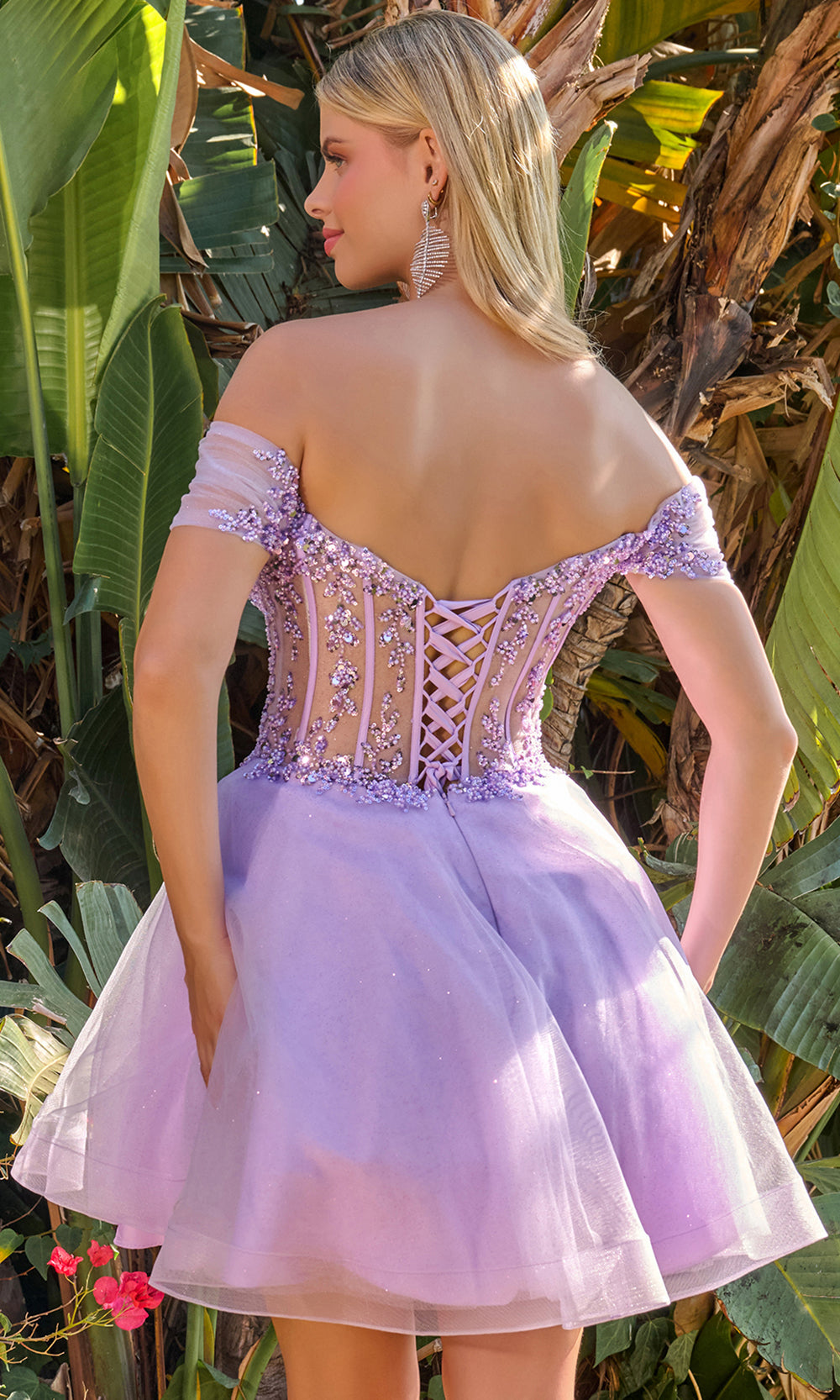 Elizabeth K GS3684 - Corset Lace-Up Back Cocktail Dress Homecoming Dresses in Purple