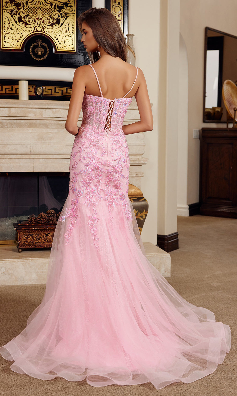 Nox Anabel H1874 - Beaded Bodice Gown with Illusion Neckline Prom Dresses