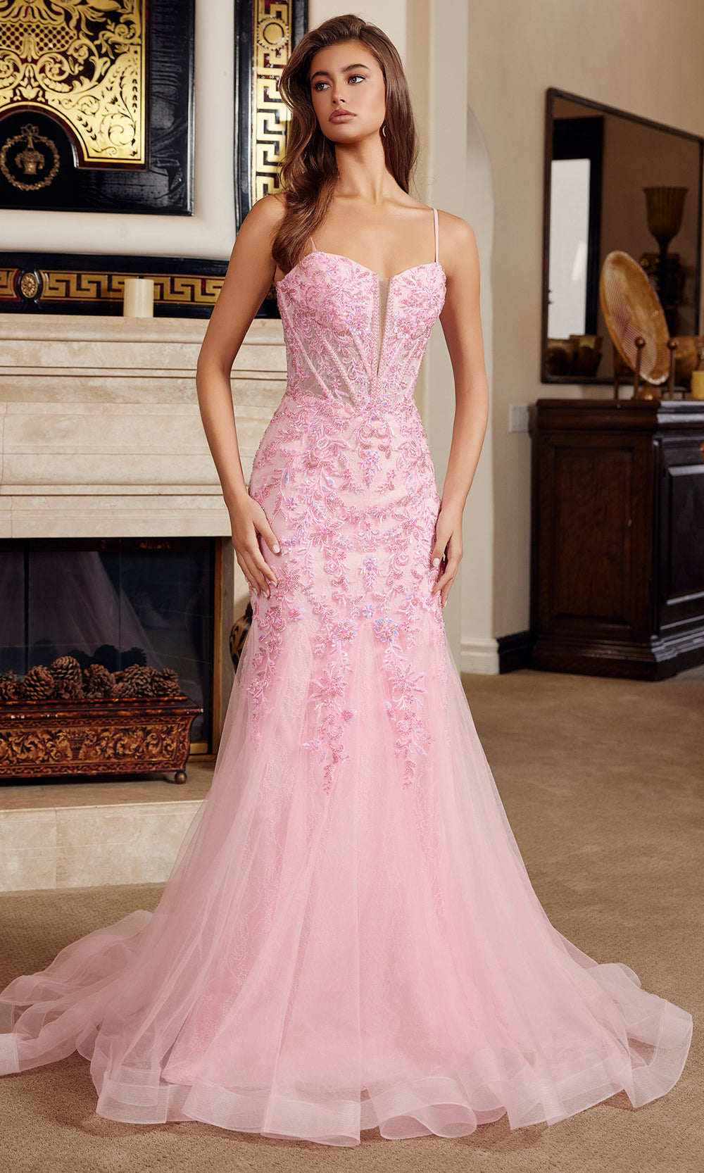 Nox Anabel H1874 - Beaded Bodice Gown with Illusion Neckline Prom Dresses