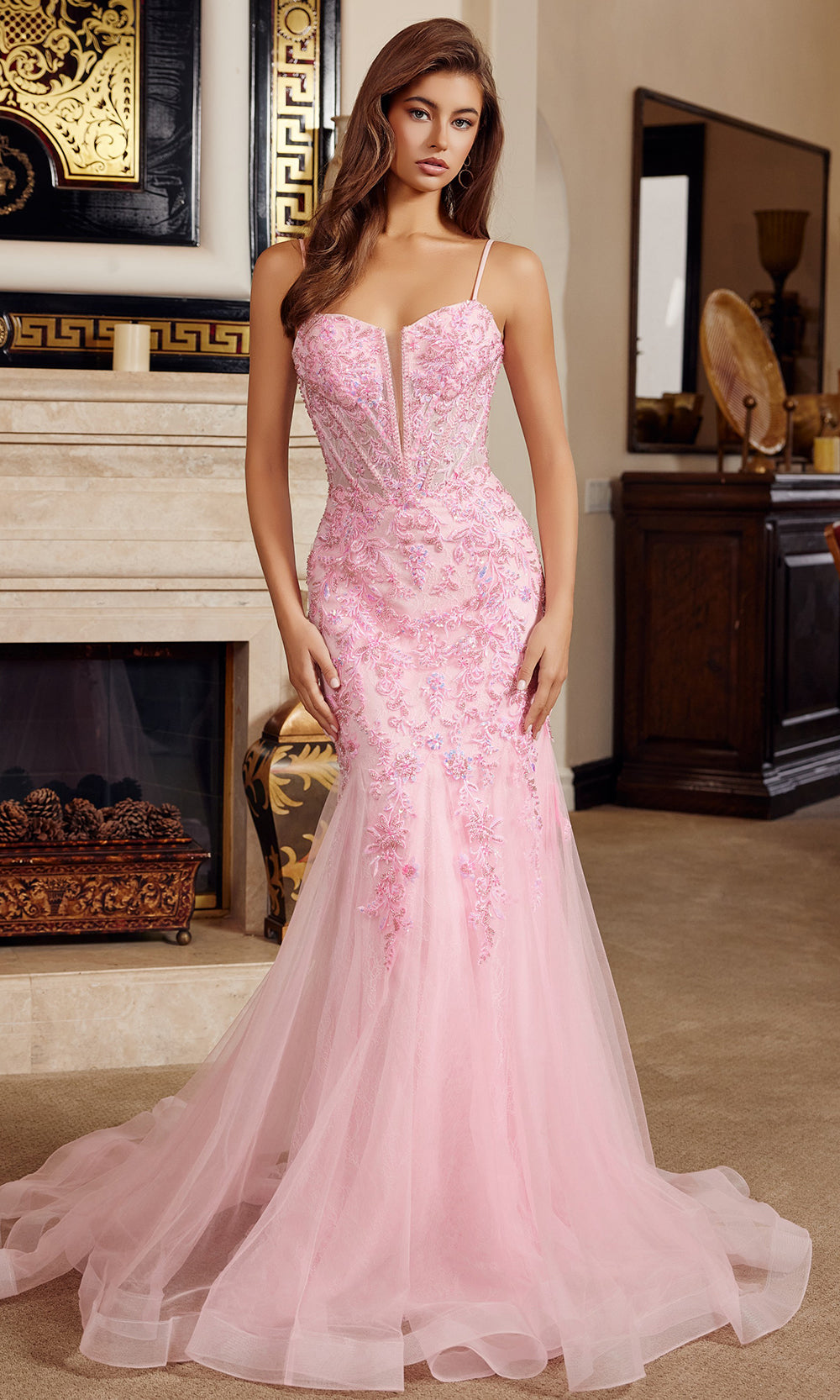 Nox Anabel H1874 - Beaded Bodice Gown with Illusion Neckline Prom Dresses