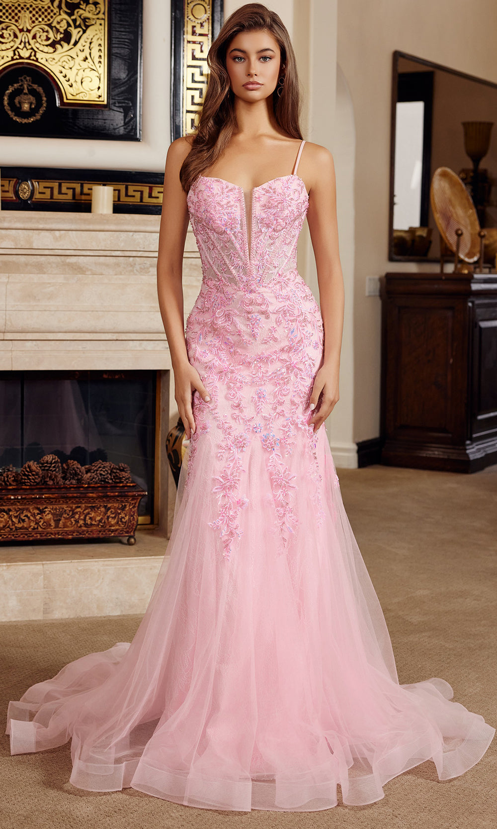 Nox Anabel H1874 - Beaded Bodice Gown with Illusion Neckline Prom Dresses