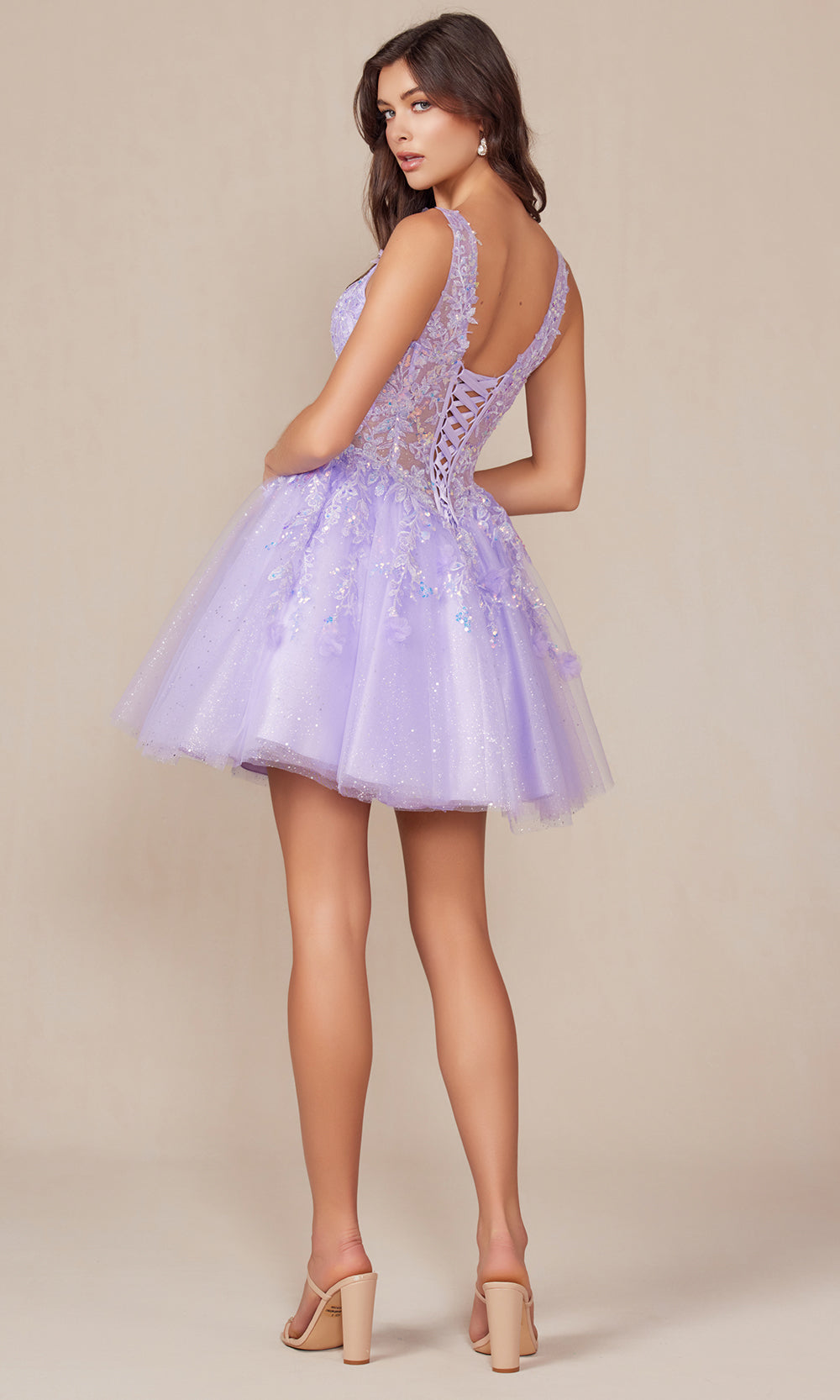 Nox Anabel H846 - Glitters V-Neck Cocktail DressSpecial Occasion Dresses